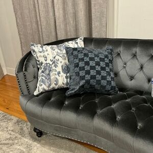 Blue checkered accent pillow